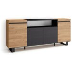 Buffet salon et cuisine, meuble de rangement, commode, 200x87x35cm, 4 portes, design industriel, style ...