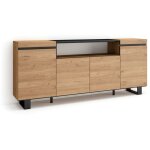 Buffet salon et cuisine, meuble de rangement, commode, 200x87x35cm, 4 portes, design industriel, style ...