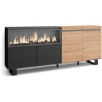 Buffet salon et cuisine, meuble de rangement, commode, 210, 4 portes, cheminée électrique xxl, design ... Buffet salon et cuisine, meuble de rangement, commode, 210, 4 portes, cheminée électrique xxl, design ...