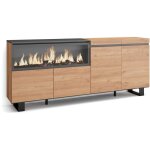 Skraut home - buffet salon et cuisine, meuble de rangement, commode, 210, 4 portes, cheminée électrique ... Skraut home - buffet salon et cuisine, meuble de rangement, commode, 210, 4 portes, cheminée électrique ...