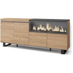 Skraut home - buffet salon et cuisine, meuble de rangement, commode, 210, 4 portes, cheminée électrique ... Skraut home - buffet salon et cuisine, meuble de rangement, commode, 210, 4 portes, cheminée électrique ...