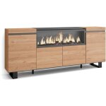 Skraut home - buffet salon et cuisine, meuble de rangement, commode, 210, 4 portes, chemine lectrique ...