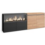 Buffet salon et cuisine, meuble de rangement, commode, 210, 4 portes, chemine lectrique xxl, style ...