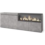 Buffet salon et cuisine, meuble de rangement, commode, 210, 4 portes, chemine lectrique xxl, style ...