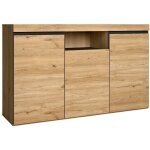 Buffet salon salle  manger bureau couleur ''chne / noir'' 3 portes 1 compartiment 81x140x40 cm, nordique ...