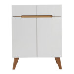 Miliboo - buffet scandinave blanc brillant et finition bois clair 2 portes 2 tiroirs l80cm melka Miliboo - buffet scandinave blanc brillant et finition bois clair 2 portes 2 tiroirs l80cm melka