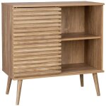 Sweeek - buffet scandinave dcor bois. buffet haut. vaisselier. avec 1 porte coulissante rainure et ...
