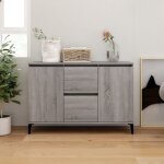 Vidaxl ? buffet sonoma gris 102x35x70 cm ? bois d'ing�nierie facile � nettoyer ? 2 tiroirs et 2 portes ...