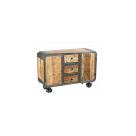 M&s - buffet sur roulettes en bois naturel et mtal gris - nevada