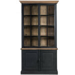 Buffet vaisselier en bois noir 2 portes vitres - dalila