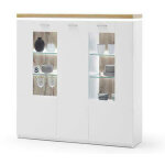 Buffet / vaisselier coloris chne wotan et blanc - longueur 138 x hauteur 144 x profondeur 38 cm - pegane ...