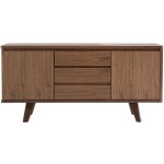 Miliboo - buffet vintage en bois noyer 2 portes 3 tiroirs l160 cm fifties