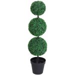 Outsunny - buis artificiel topiaire artificielle en forme de boules dim.  30 x 112h cm vert