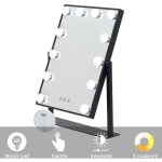 Saniverre - bulb little miroir de maquillage noir 12 led réglables éclairage + intensité lumineuse Saniverre - bulb little miroir de maquillage noir 12 led réglables éclairage + intensité lumineuse
