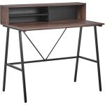 Bureau 100 x 50 cm effet bois foncé avec etagère pratique et pieds en métal noir design tendance idéal ... Bureau 100 x 50 cm effet bois foncé avec etagère pratique et pieds en métal noir design tendance idéal ...