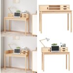 Vidaxl - bureau 110x50x93 cm bois massif de pin - bureau en bois - bureau design - bureau compact - bureau ...