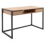 Abitare - bureau 120x60 cm chne artisanal et gris anthracite avec deux tiroirs - lentini