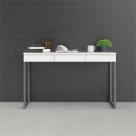 Abitare - bureau laqu� blanc avec trois tiroirs et pieds en m�tal 126x52 cm - sole