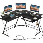 Costway - bureau d'angle 130 x 130 cm, bureau d'ordinateur en forme de l avec long support de moniteur, ...