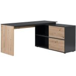 Vente - unique - bureau d'angle avec 2 porte coulissantes - mdf - coloris : naturel et noir - colioba ...