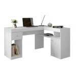 Bureau d'angle blanc caisson et rangements