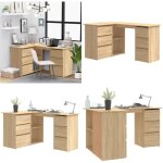 Bureau d'angle chêne sonoma 145x100x76 cm bois d'ingénierie - bureau d'angle - bureau informatique - ... Bureau d'angle chêne sonoma 145x100x76 cm bois d'ingénierie - bureau d'angle - bureau informatique - ...