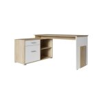 Meublorama - bureau d'angle - chne clair et blanc - collection como