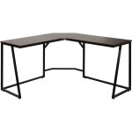 Bureau d'angle hwc - k66 - table d'ordinateur - certifi mvg 76x196x110cm - mdf mtal - brun fonc