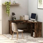 Bonnevie - bureau d'angle bureau d'ordinateur bureau informatique chne fum 120x140x75 cm bois d'ingnierie ...