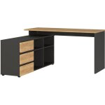 Germania - bureau d'angle avec rangements gris foncé et chêne - koxie Germania - bureau d'angle avec rangements gris foncé et chêne - koxie