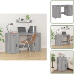 Bureau avec armoire sonoma gris bois d'ing�nierie - bureau en bois - bureau design - bureau avec rangement ...