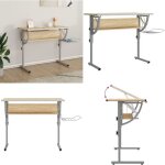 Vidaxl - bureau d'artisanat ch�ne sonoma et gris 110x53x(58 - 87) cm - bureau d'atelier - bureau �tudiant ...