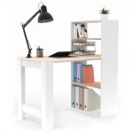 Bureau bibliothque ben avec tagres blanc et faon htre