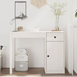 Bureau blanc 100x50x75 cm bois massif de pin