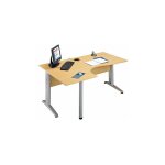 Sans marque - bureau compact retour à gauche hêtre l 160 cm, piétement l métal - o - line 2 - aluminium ... Sans marque - bureau compact retour à gauche hêtre l 160 cm, piétement l métal - o - line 2 - aluminium ...