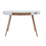 Miliboo - bureau connect� multim�dia verre blanc et bois clair l120 cm handy