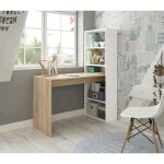 Bureau denton, bureau rversible avec bibliothque 5 tagres, table d'tude ou de bureau pour support ...