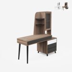 Ahd amazing home design ? bureau droit moderne 120x55cm ? 2 tiroirs coulissants ? commode avec vitrine ...