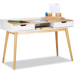Relaxdays - bureau, design scandinave, 2 tiroirs, table d'ordinateur hxlxp: env. 76 x 120 x 55 cm, bois, ... Relaxdays - bureau, design scandinave, 2 tiroirs, table d'ordinateur hxlxp: env. 76 x 120 x 55 cm, bois, ...