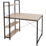 Jamais utilis] bureau avec tagre hhg 669, table d'ordinateur portable table de travail, 100x60cm mtal ...