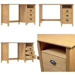 Bureau hill avec 3 tiroirs 120x50x74 cm pin solide - bureau en bois - bureau moderne - bureau compact ... Bureau hill avec 3 tiroirs 120x50x74 cm pin solide - bureau en bois - bureau moderne - bureau compact ...