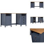 Bureau hill gris 150x50x74 cm bois de pin solide - bureau en bois - bureau design - bureau industriel ...