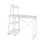 Sobuy - bureau informatique, secrtaire table plan de travail avec 3 tagres cadre mtal - blanc fwt29 ...