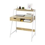 Bureau informatique, table de bureau secrtaire sobuy fwt63?n ? cadre mtal blanc, 8150100 cm, tiroir ...
