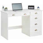 Bureau lana avec 5 tiroirs en pin massif lasur� blanc