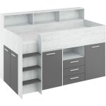 Bim furniture - bureau lit superposé bibliothèque pour enfants neo l cm206x120x138h blanc graphite brut ... Bim furniture - bureau lit superposé bibliothèque pour enfants neo l cm206x120x138h blanc graphite brut ...