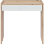 Pegane - bureau en mlamin coloris blanc artik et chne - hauteur 81 x longueur 77 cm x profondeur 40 ...