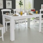 Vidaxl ? table � manger blanche 140x80x75 cm ? agglom�r� durable ? design moderne pour bureau ou salle ...