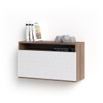 Bureau mural, modle oporto, en mlamine, avec porte pliable srigraphi. noyer et blanc geo2