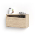 Bureau mural, modle oporto, en mlamine avec porte rabattable. chne clair